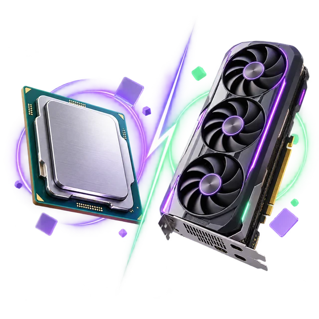 CPU and graphics card comparison illustration